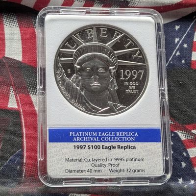 *REPLICA* 1997- $100 Platinum Eagle Replica Archival Collection, Layered in .9995 Platinum Proof 32g