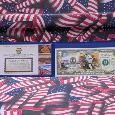 2003 A Series Colorized U.S. $2 Note Depicting Grand Canyon National Park - COA