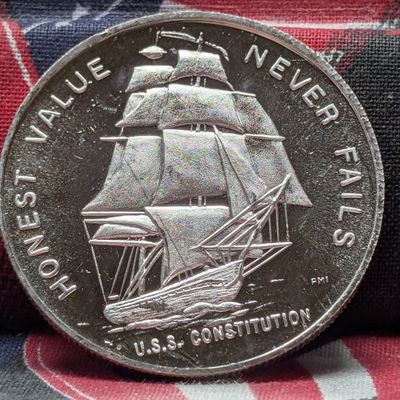 Sale Photo Thumbnail #318: One Troy Ounce .999 Pure Silver, USS Constitution Round