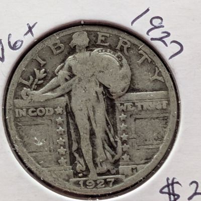 Sale Photo Thumbnail #177: 1927 Standing Liberty 90% Silver Quarter - 99 Years Old!