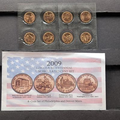 2009-P&D Lincoln Bicentennial Unc. Cent Set, 8 Coins