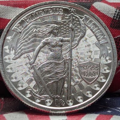 Sale Photo Thumbnail #308: 1 Troy Ounce .999 Fine Silver Liberty And Unity Round