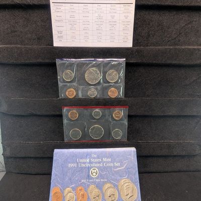 Sale Photo Thumbnail #334: 1991 P&D U.S. Mint Uncirculated Coin Set In OGP w/ COA
