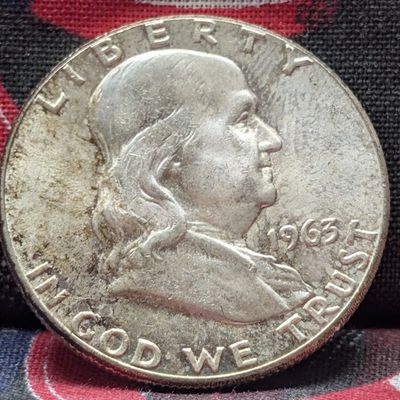 Sale Photo Thumbnail #390: 1963 Franklin 90% Silver Half Dollar