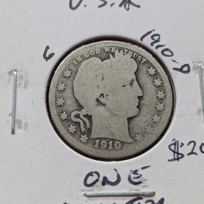 1910-D Barber 90% Silver Quarter - 116 Years Old!