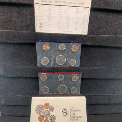 Sale Photo Thumbnail #337: 1992 P&D U.S. Mint Uncirculated Coin Set In OGP w/ COA