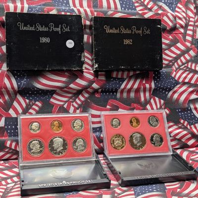 Sale Photo Thumbnail #192: 1980-S & 1982-S U.S. Mint PROOF Sets In OGP - Includes Susan B. Anthony Dollar