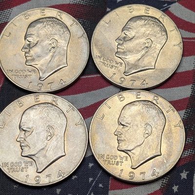 Sale Photo Thumbnail #261: (4) 1974 Eisenhower Dollars
