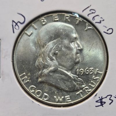 Sale Photo Thumbnail #149: 1963-D Franklin 90% Silver Half Dollar