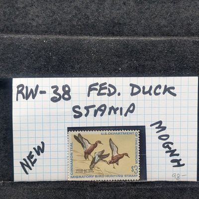 Sale Photo Thumbnail #410: 1971 Dept. Of The Interior Duck Stamp, RW-38, New, Mint Original Gum, Never Hinged