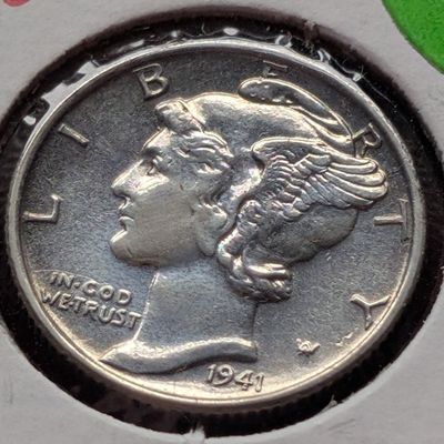 Sale Photo Thumbnail #351: 1941-S Mercury 90% Silver Dime (AU-WWII ERA), 85 Years old