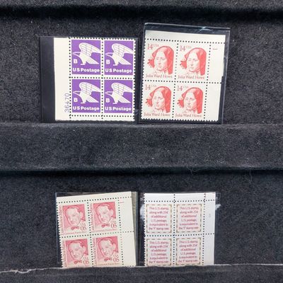 Sale Photo Thumbnail #371: (4) Assorted U.S. Plate Blocks Of Stamps, All Mint Original Gum, Never Hinged