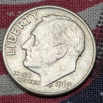 Sale Photo Thumbnail #190: 1963-D Roosevelt 90% Silver Dime