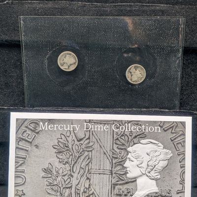 1916-P & 1916-S Mercury 90% Silver Dimes Collection In Average Circulated Condition In OGP