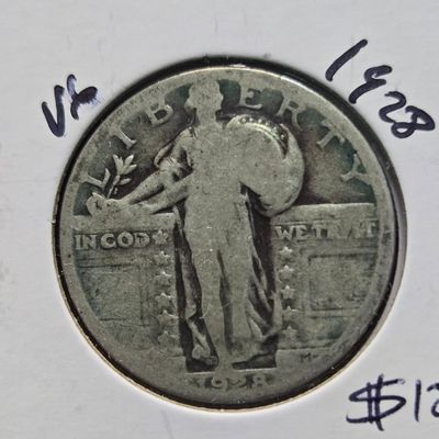 Sale Photo Thumbnail #249: 1928 Standing Liberty 90% Silver Quarter - 98 Years Old!