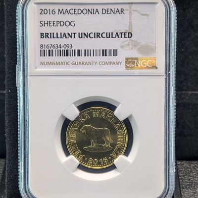 Sale Photo Thumbnail #295: 2016 Macedonia Denar Sheepdog NGC Brilliant Uncirculated