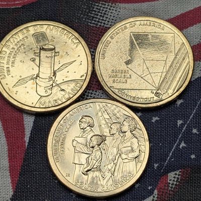 (3) 2020-D Uncirculated Innovation Dollars - Maryland, Connecticut, & South Carolina
