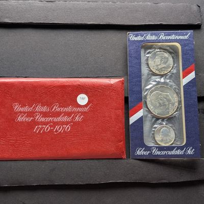 Sale Photo Thumbnail #123: 1976-S U.S. Mint Bicentennial Silver UNC. Set - All 3 Coins Are 40% Silver