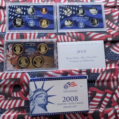 Sale Photo Thumbnail #208: 2008-S U.S. Mint PROOF Set with State Quarters, Presidential Dollars, and Sacagawea Dollar in OGP w/ COA