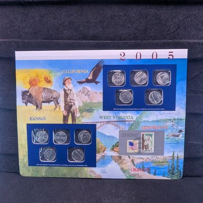2005 P&D State Quarters Uncirculated Mint Set With Stamps - ONLY QUARTERS