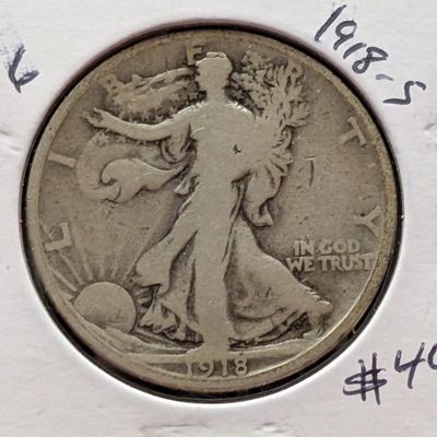 Sale Photo Thumbnail #242: 1918-S Walking Liberty 90% Silver Half Dollar