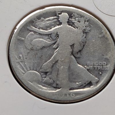 Sale Photo Thumbnail #111: 1916-D Walking Liberty 90% Silver Half Dollar - Obverse Mint Mark