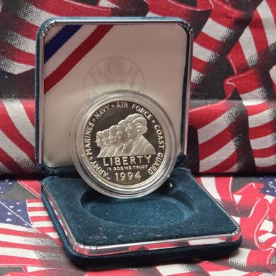 Sale Photo Thumbnail #126: 1994-P Women In the Military Commemorative 90% Silver Dollar In Box