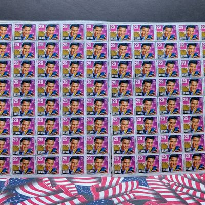 Sale Photo Thumbnail #316: (2) Sheets of 40 Elvis 29 Cent Stamps, $23.20 Face Value