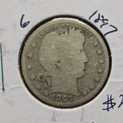 Sale Photo Thumbnail #235: 1897 Barber 90% Silver Quarter
