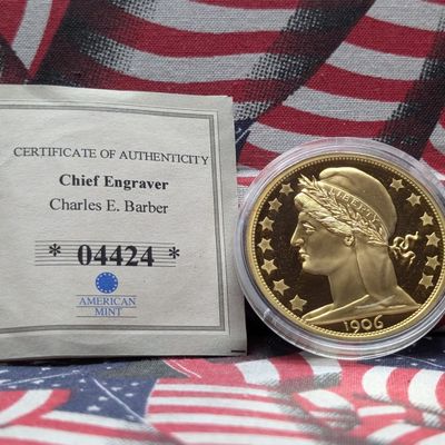 *COPY* 1906 Gold Double Eagle Copy, 24KT. Gold Layered