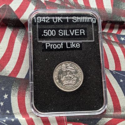 Sale Photo Thumbnail #102: 1942 United Kingdom 1 Shilling - .500 Silver, 5.66g - Proof Like