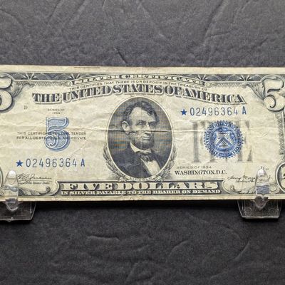 1934 Series $5 Silver Certificate Star Note
