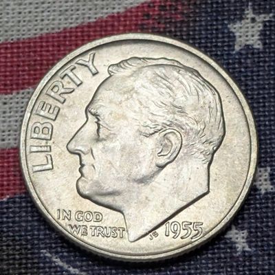 Sale Photo Thumbnail #148: 1955-D Roosevelt 90% Silver Dime - MS