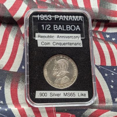 Sale Photo Thumbnail #165: 1953 Panama 1/2 Balboa - 90% Silver, 12.5g