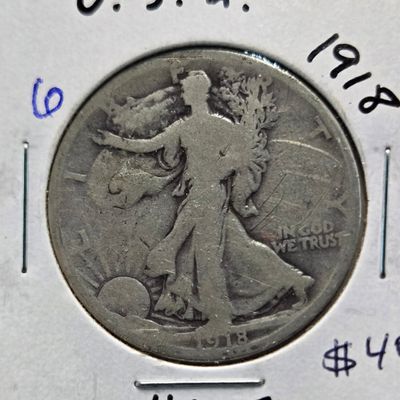 1918-D Walking Liberty 90% Silver Half Dollar