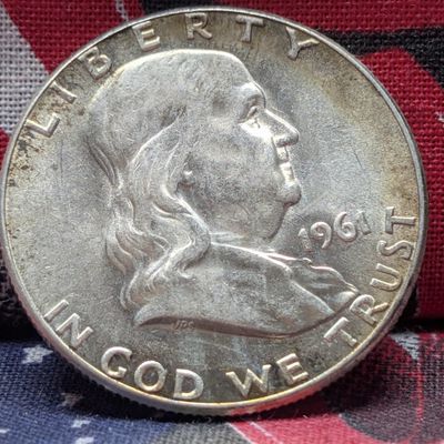 Sale Photo Thumbnail #388: 1961 Franklin 90% Silver Half Dollar