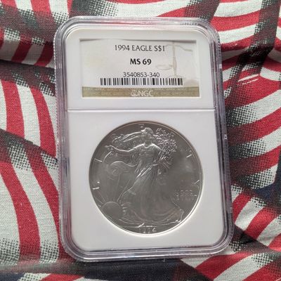 Sale Photo Thumbnail #335: 1994 American Silver Eagle One Troy Oz. .999 Silver NGC MS 69