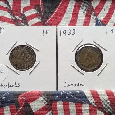 1919 Netherlands One Cent & 1933 Canada One Cent