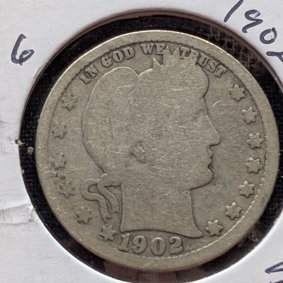 1902-O Barber 90% Silver Quarter - 124 Years Old!