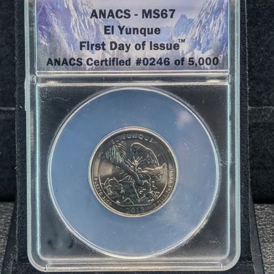 Sale Photo Thumbnail #290: 2012-D America The Beautiful El Yunque Washington Quarter ANACS MS67 - First Day of Issue