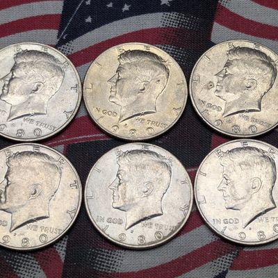 Sale Photo Thumbnail #382: (6) 1980-P Kennedy Half Dollars