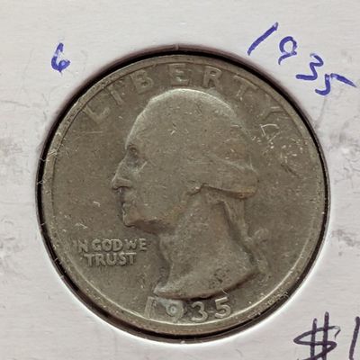 Sale Photo Thumbnail #270: 1935 Washington 90% Silver Quarter