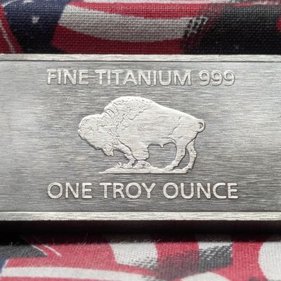 Sale Photo Thumbnail #357: One Troy Oz. .999 Fine Titanium Buffalo Bar-BU
