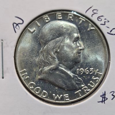 Sale Photo Thumbnail #289: 1963-D Franklin 90% Silver Half Dollar