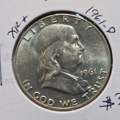 1961-D Franklin 90% Silver Half Dollar - Vietnam War Era!