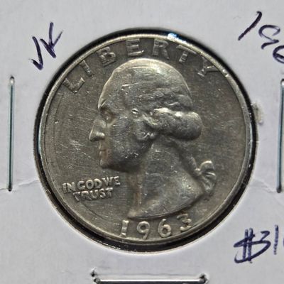 Sale Photo Thumbnail #324: 1963 Washington 90% Silver Quarter