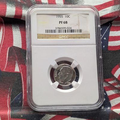 1955 Roosevelt 90% Silver Dime NGC PF 68