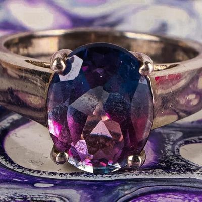 Sale Photo Thumbnail #12: STERLING SILVER LADIES RING WITH BICOLOR SAPPHIRE