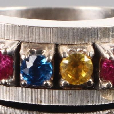 Sale Photo Thumbnail #255: 14K WHITE GOLD RUBY SPINEL SAPPHIRE LADIES RING