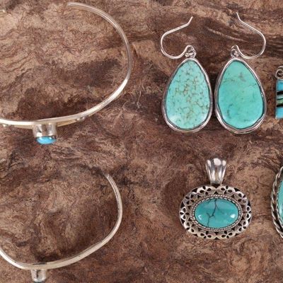 Sale Photo Thumbnail #49: LADIES STERLING SILVR & TURQUOISE ASSORTED LOT (6)